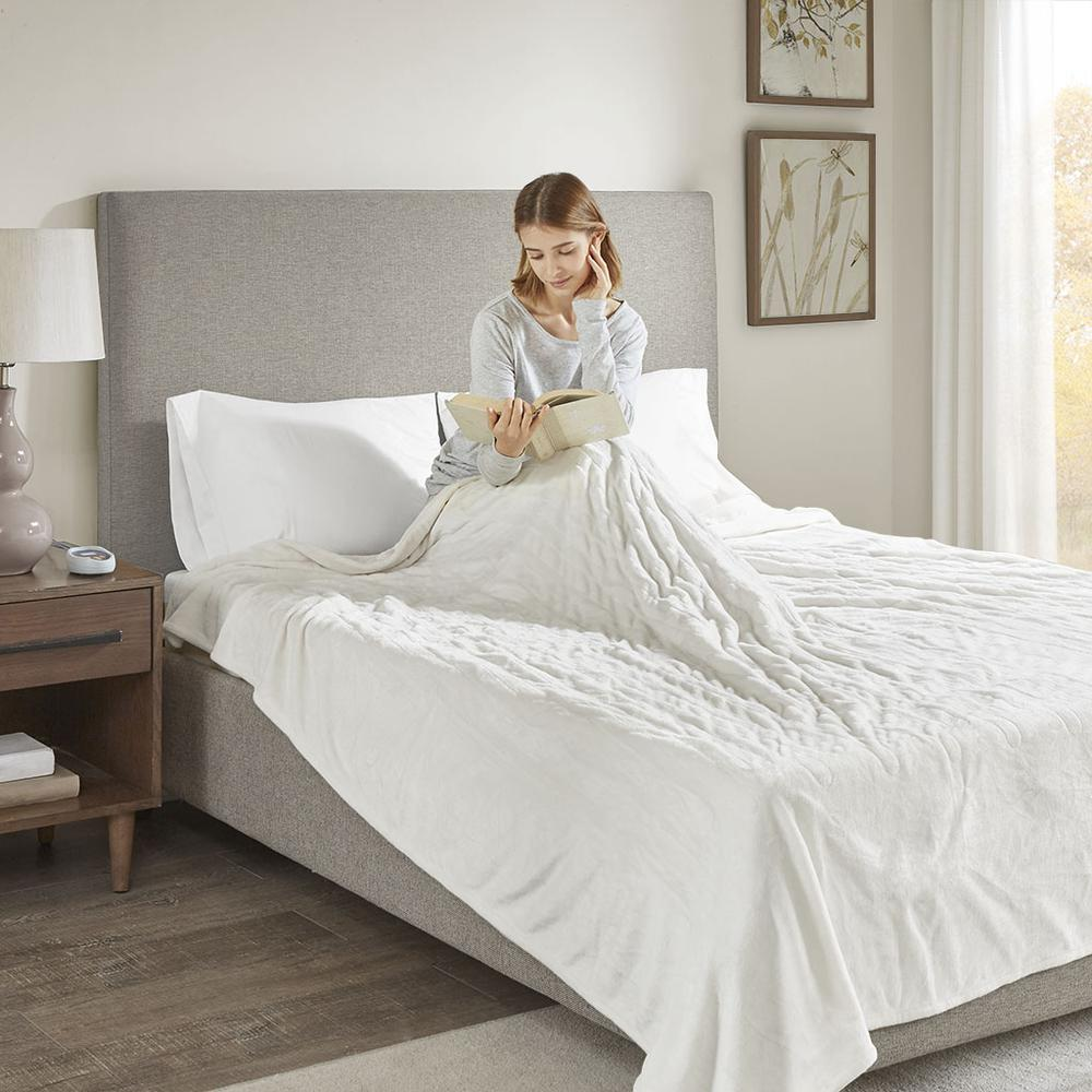 Boho Aesthetic King Sized Ivory Luxury Duvet Heated Plush Blanket | Biophilic Design Airbnb Decor Furniture 