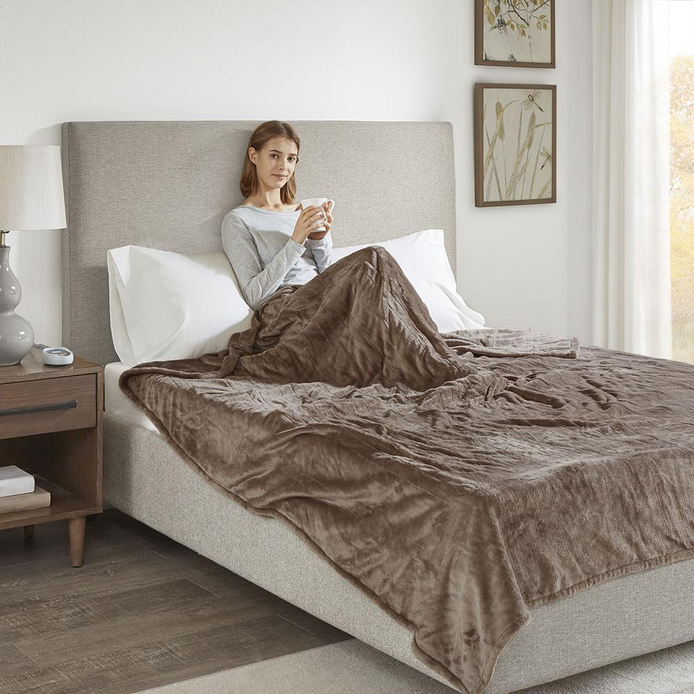 Boho Aesthetic Full Size Mink Luxury Duvet Heated Plush Blanket | Biophilic Design Airbnb Decor Furniture 