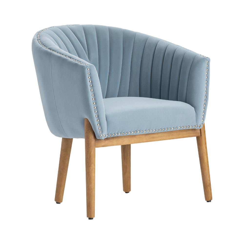 Boho Aesthetic Light Blue Modern Luxury Accent Chair | Biophilic Design Airbnb Decor Furniture 