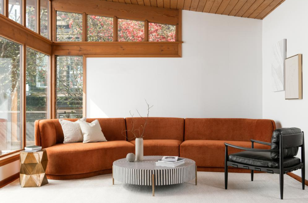Boho Aesthetic Large Luxury Modern Italian Modular Sectional Fired Rust | Biophilic Design Airbnb Decor Furniture 