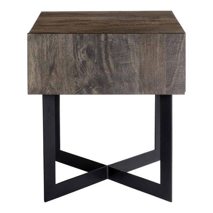 Boho Aesthetic Tiburon | Iron Frame SolidWood Rustic Farmhouse Side Table | Biophilic Design Airbnb Decor Furniture 