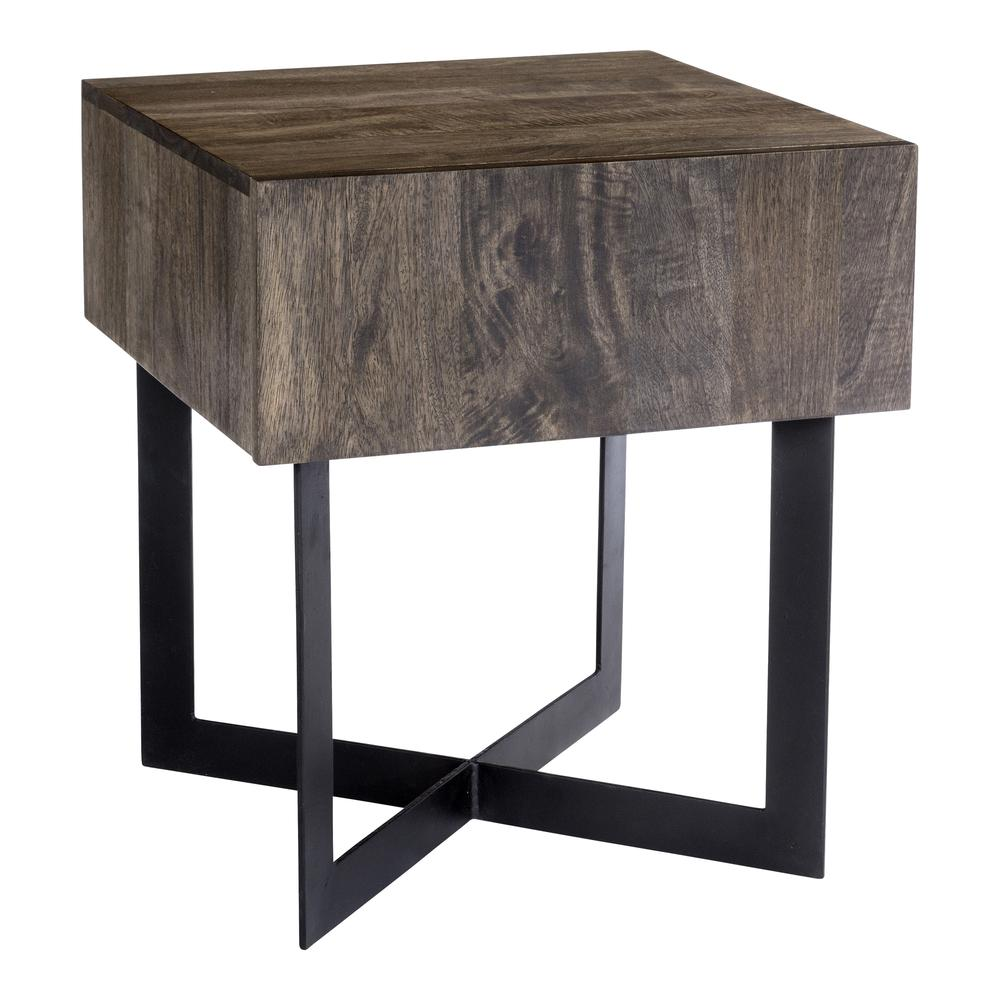 Boho Aesthetic Tiburon | Iron Frame SolidWood Rustic Farmhouse Side Table | Biophilic Design Airbnb Decor Furniture 