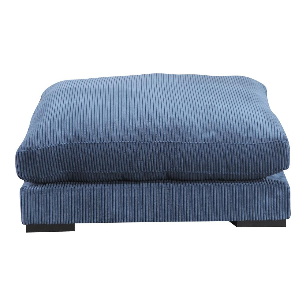 Boho Aesthetic Navy Blue Ottoman Chaise Sofa Chair | Biophilic Design Airbnb Decor Furniture 