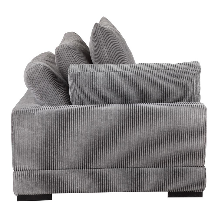 Boho Aesthetic Grey Ottoman Chaise Corner Sofa Chair | Biophilic Design Airbnb Decor Furniture 