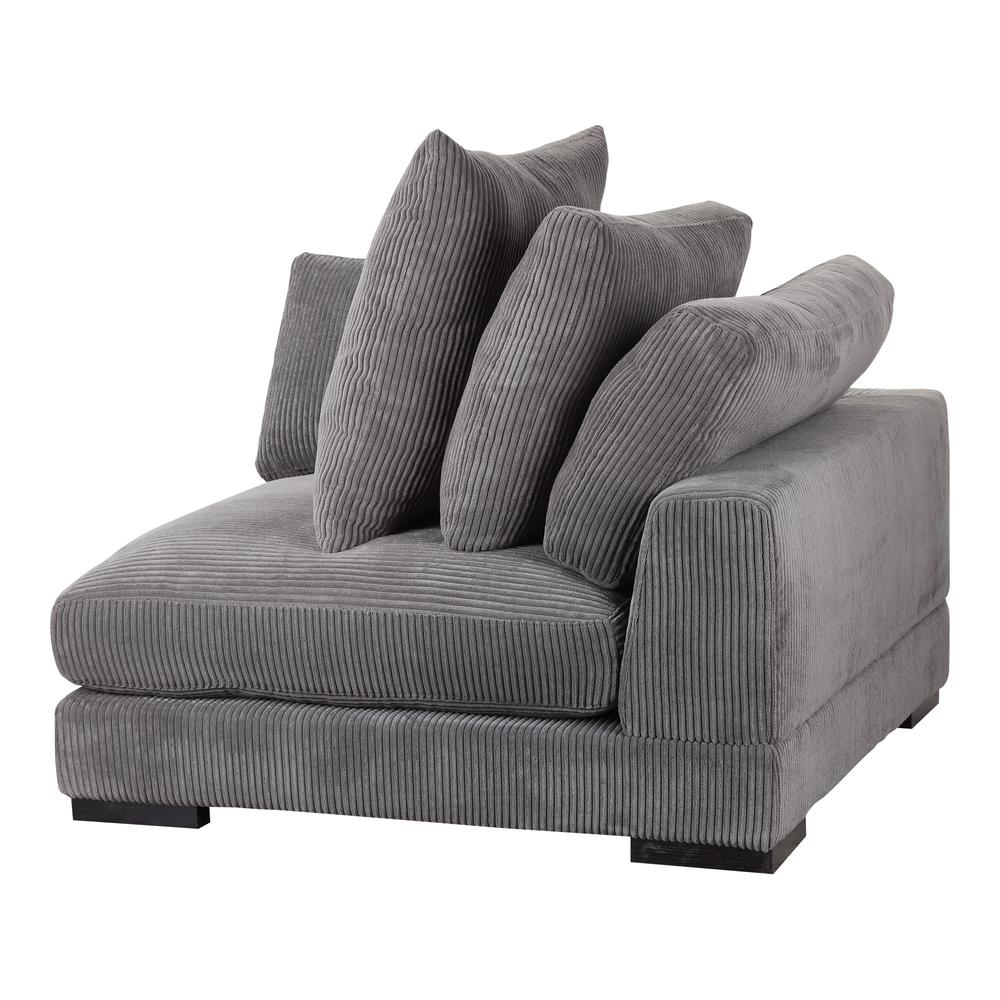 Boho Aesthetic Grey Ottoman Chaise Corner Sofa Chair | Biophilic Design Airbnb Decor Furniture 