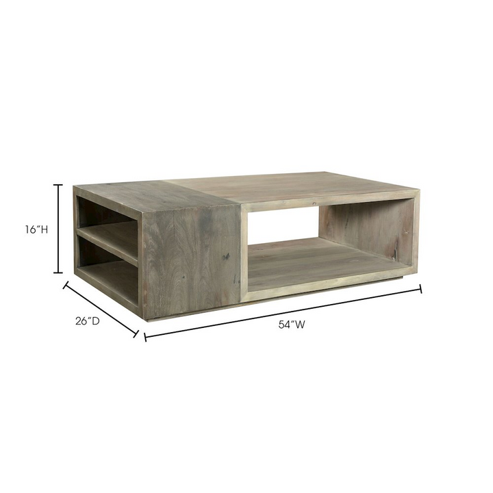 Boho Aesthetic The Orchard | Modern Grey Farmhouse Coffee Table with Storage | Biophilic Design Airbnb Decor Furniture 