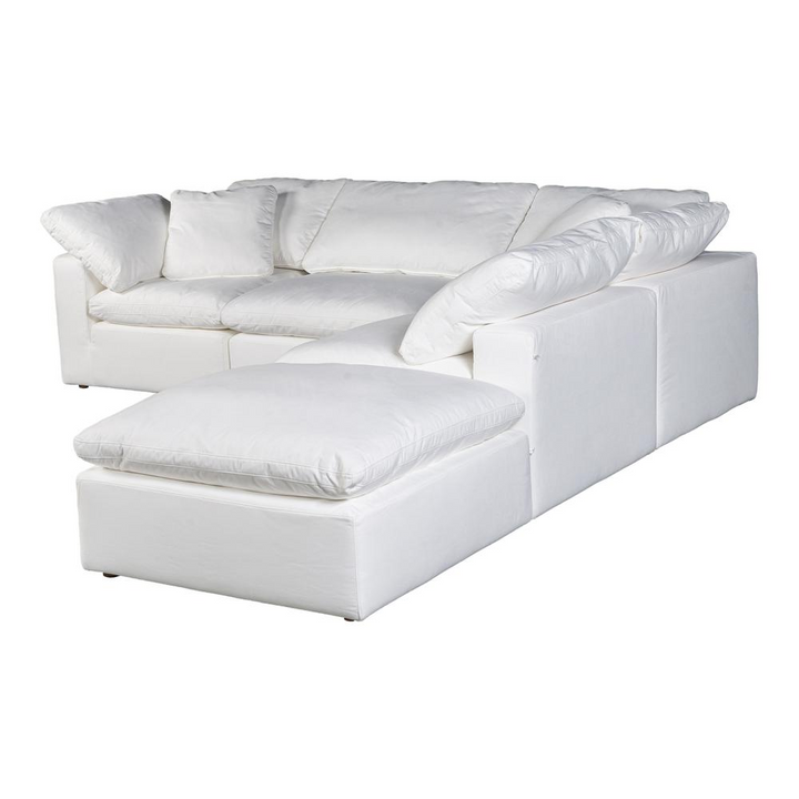 Boho Aesthetic Condo Dream Four Seater Modular Sectional Livesmart Fabric Cream | Biophilic Design Airbnb Decor Furniture 