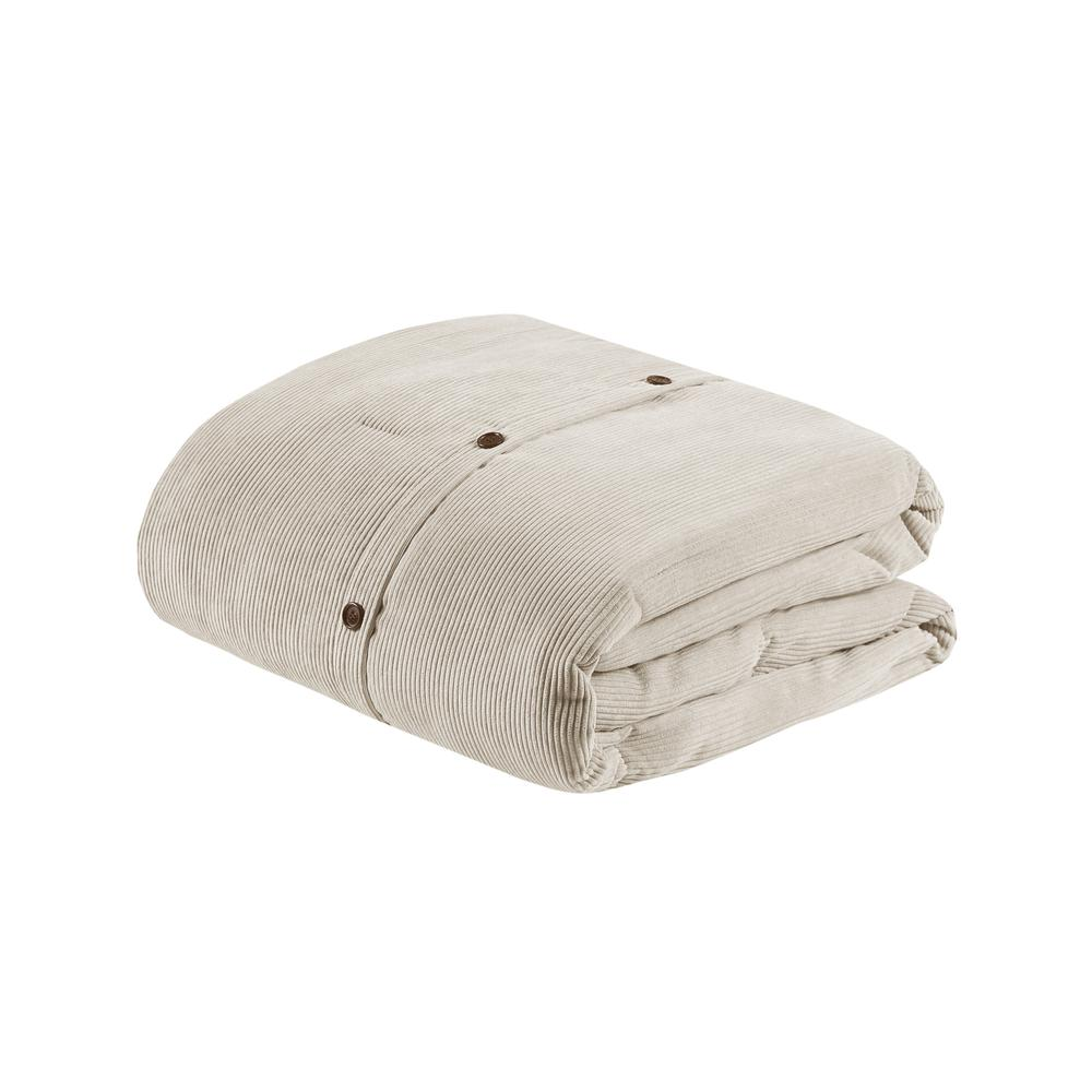 Boho Aesthetic 5 Piece Corduroy Comforter Set, Full/Queen, Tan | Biophilic Design Airbnb Decor Furniture 