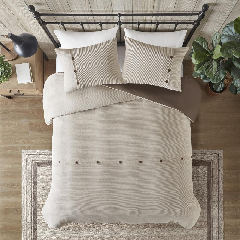 Boho Aesthetic 3 Piece King/Cal King Modern Boho Corduroy Duvet Cover Set | Biophilic Design Airbnb Decor Furniture 