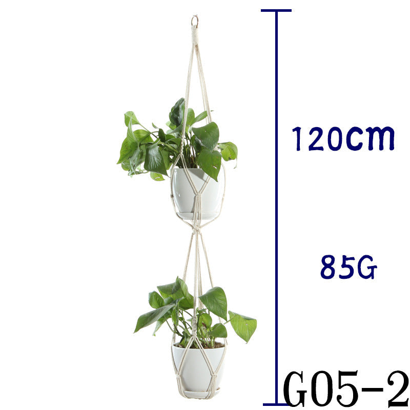 Boho Aesthetic Biophilic Flower & Plant Pot Cotton Rope Indoor Plant Hanger Hanging Basket | Biophilic Design Airbnb Decor Furniture 