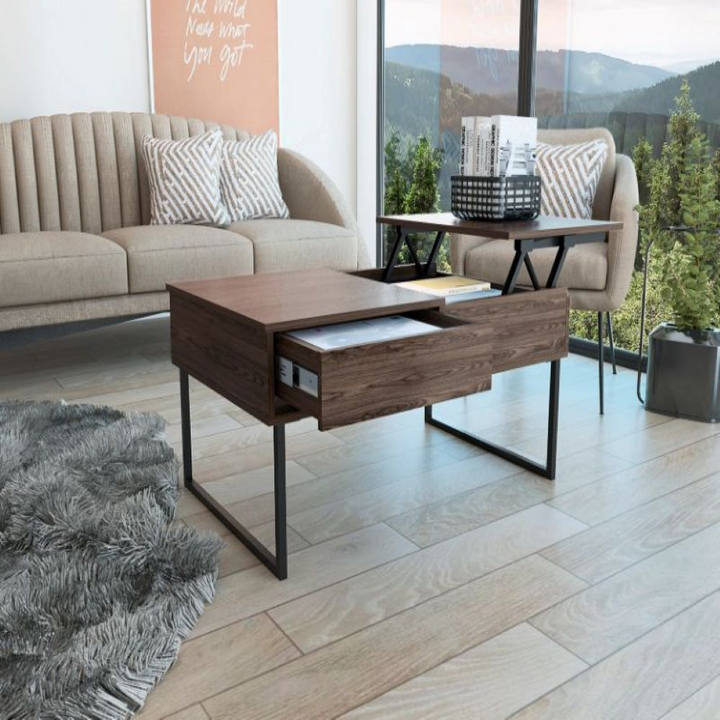 Boho Aesthetic Windmill | Dark Walnut Lift Top Coffee Table | Biophilic Design Airbnb Decor Furniture 