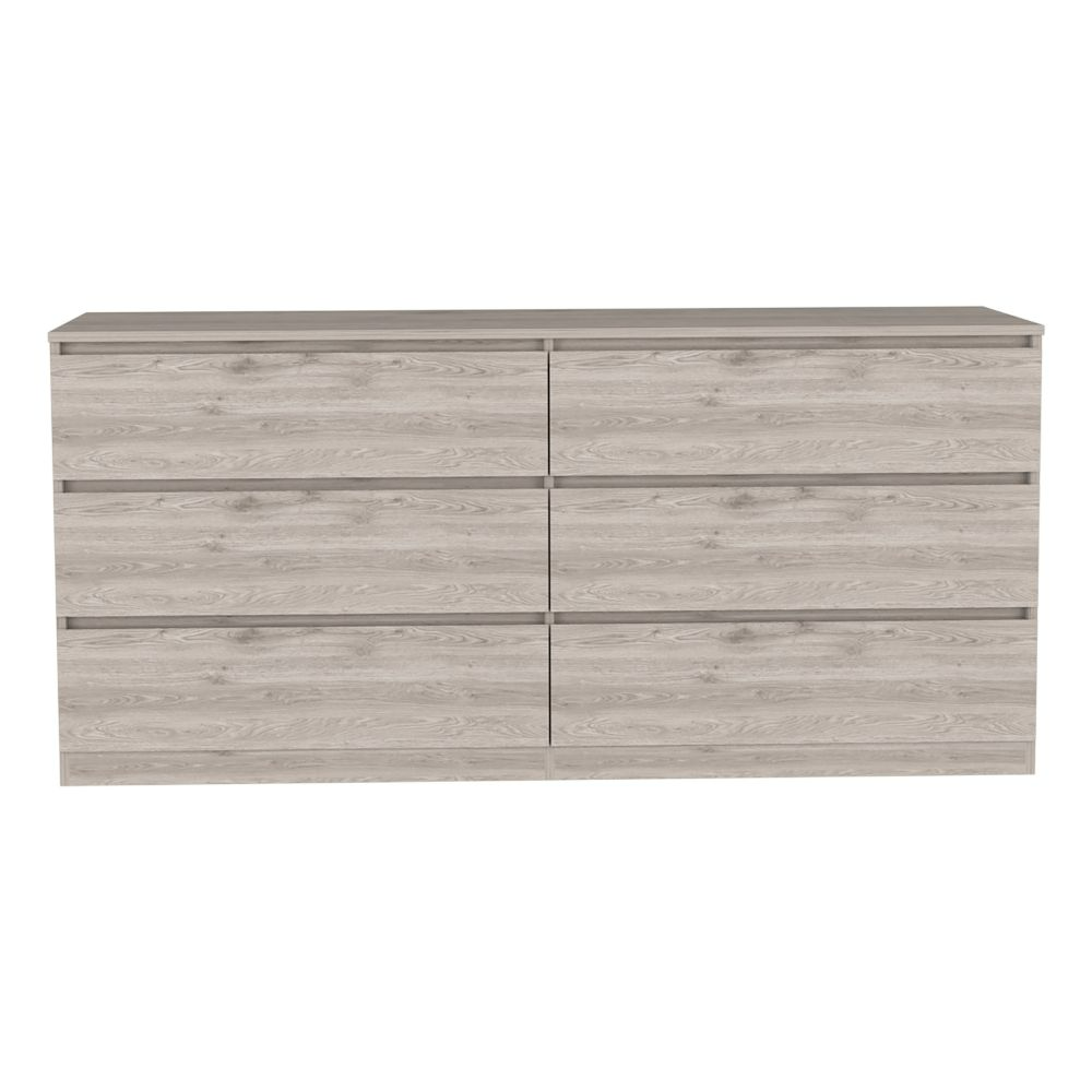 Boho Aesthetic 6 Drawer Double Dresser Tronx, Superior Top, Light Gray Finish | Biophilic Design Airbnb Decor Furniture 