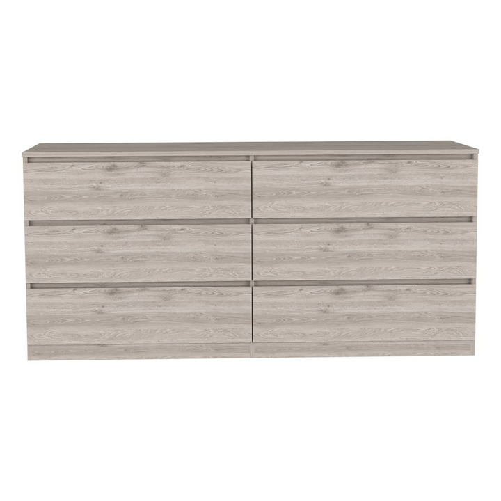 Boho Aesthetic 6 Drawer Double Dresser Tronx, Superior Top, Light Gray Finish | Biophilic Design Airbnb Decor Furniture 