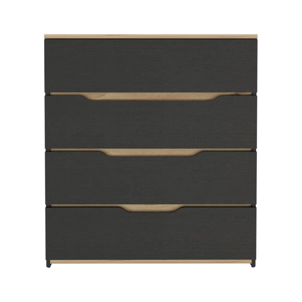 Boho Aesthetic Dresser Oboe, Superior Top, Four Drawers, Black Wengue/ Light Oak Finish | Biophilic Design Airbnb Decor Furniture 