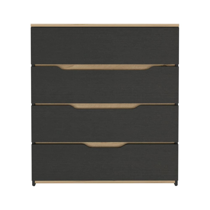 Boho Aesthetic Dresser Oboe, Superior Top, Four Drawers, Black Wengue/ Light Oak Finish | Biophilic Design Airbnb Decor Furniture 