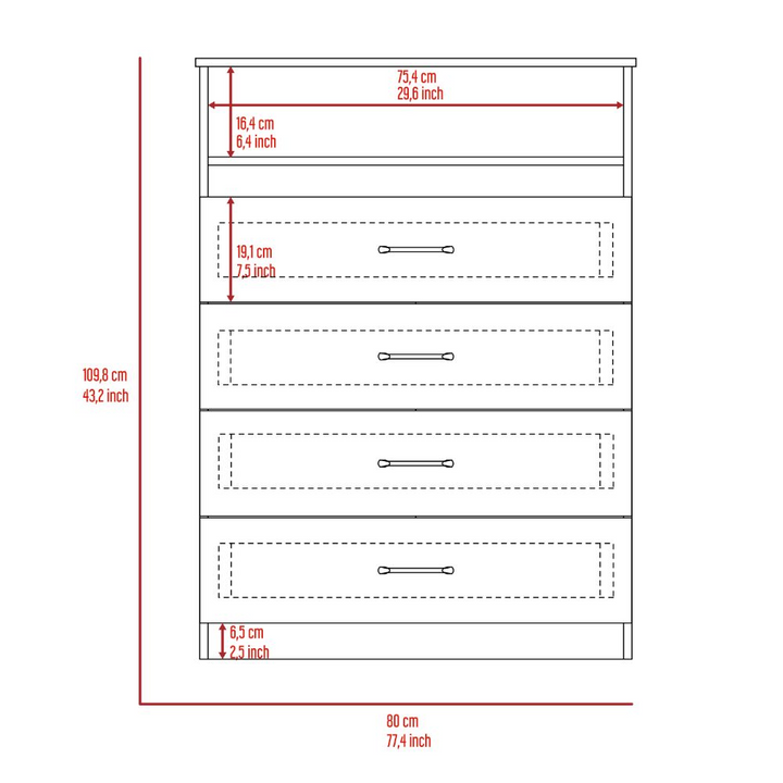 Boho Aesthetic Dresser Atlanta, Four Drawers, White Finish | Biophilic Design Airbnb Decor Furniture 