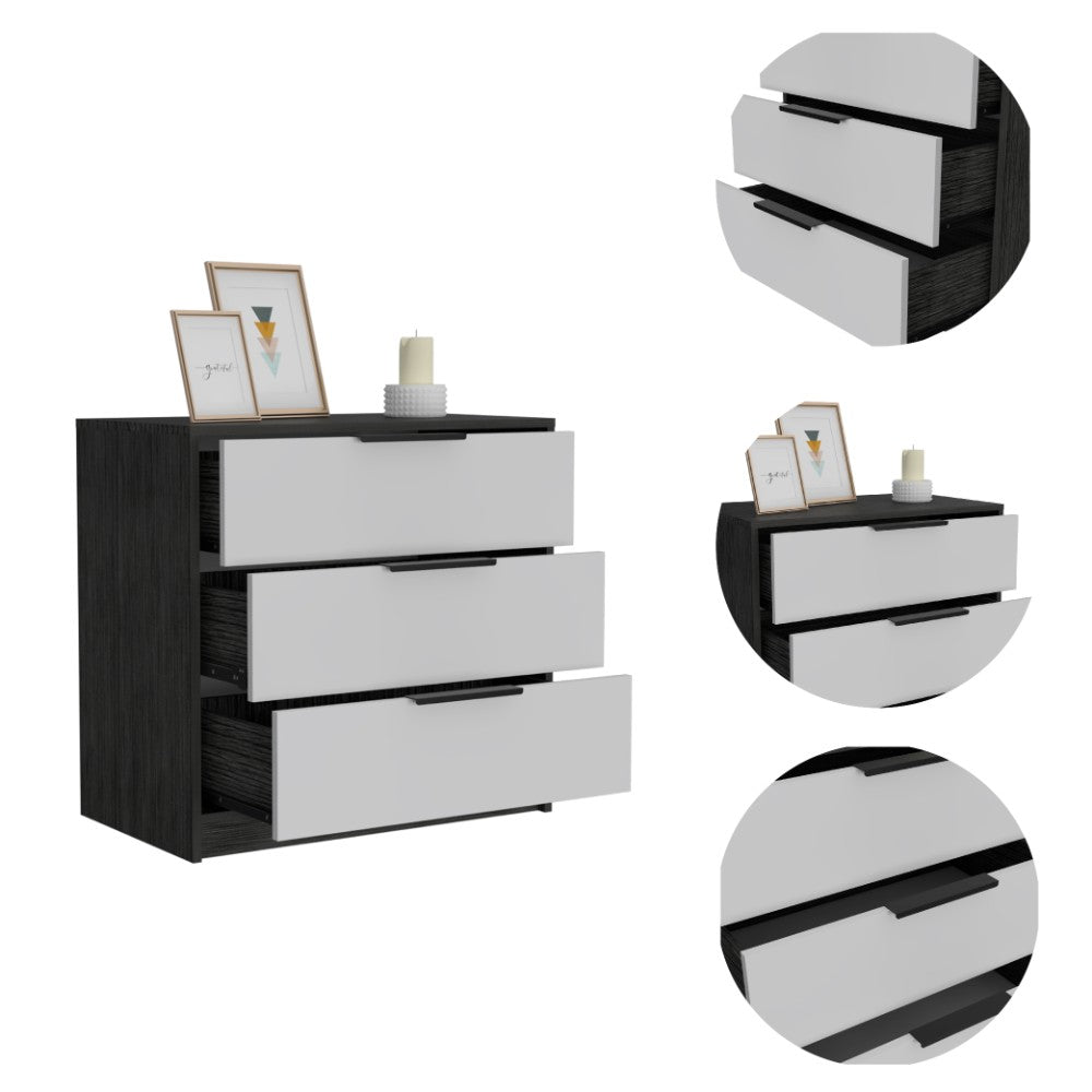 Boho Aesthetic 3 Drawers Dresser Maryland, Superior Top, Smokey Oak / White Finish | Biophilic Design Airbnb Decor Furniture 