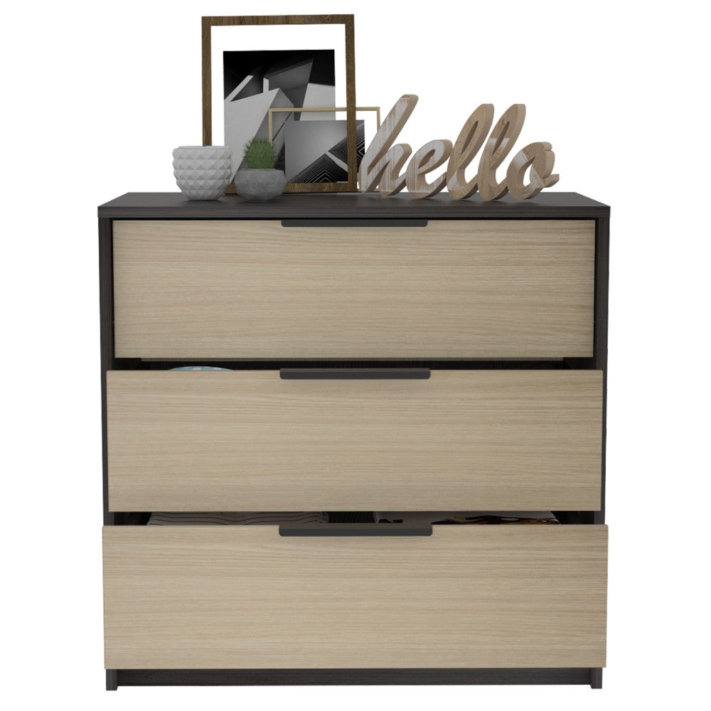 Boho Aesthetic 3 Drawers Dresser Maryland, Superior Top, Black Wengue / Pine Finish | Biophilic Design Airbnb Decor Furniture 