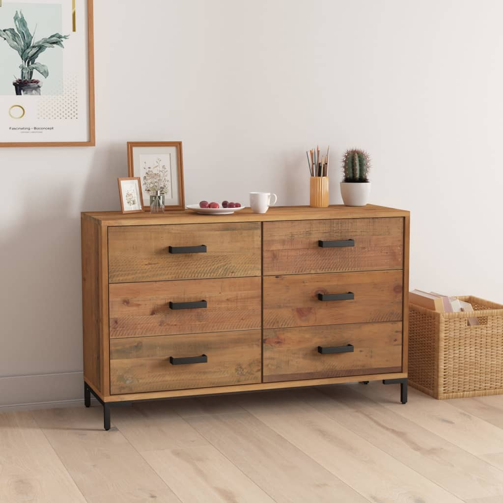 Boho Aesthetic Solid Wood Pine Sideboard Brown | Biophilic Design Airbnb Decor Furniture 