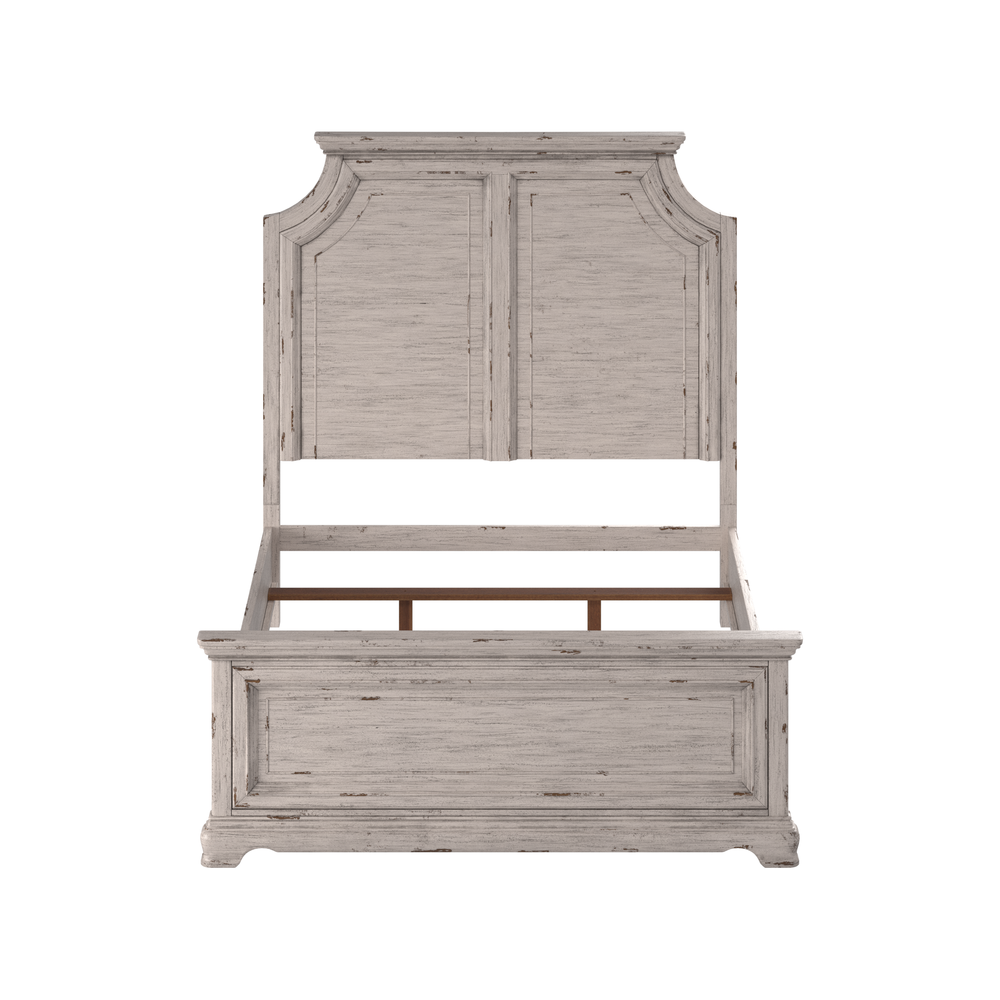 Buy farmhouse furniture Providence Mediterranean Farmhouse King Panel Bed Frame - Antique White - Modern Cottage Farmhouse Furniture