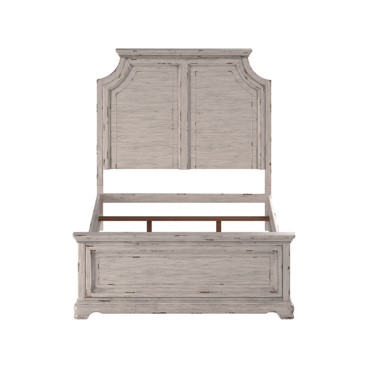 Buy farmhouse furniture Providence Mediterranean Farmhouse King Panel Bed Frame - Antique White - Modern Cottage Farmhouse Furniture