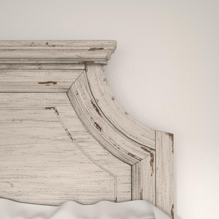 Buy farmhouse furniture Providence Mediterranean Farmhouse King Panel Bed Frame - Antique White - Modern Cottage Farmhouse Furniture