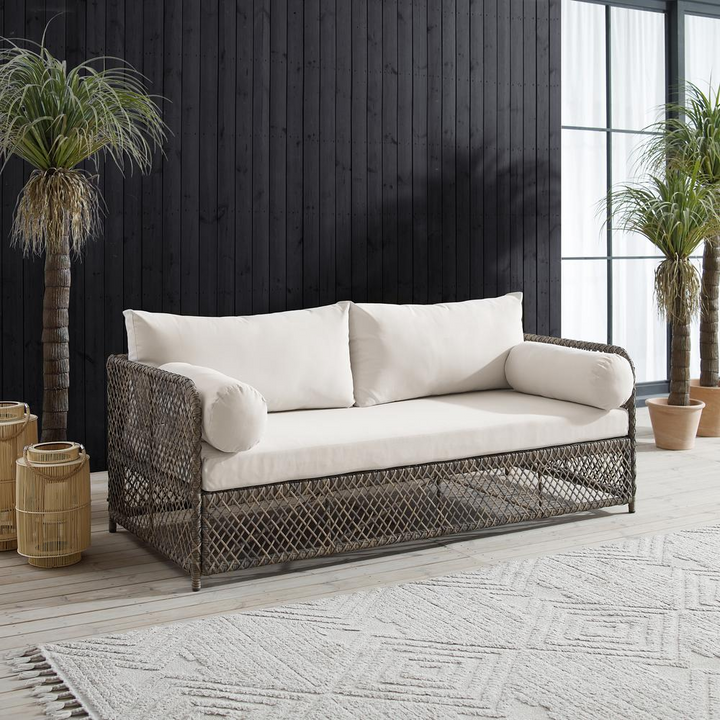 Boho Aesthetic Granite Bay Outdoor Wicker Sofa | Biophilic Design Airbnb Decor Furniture 