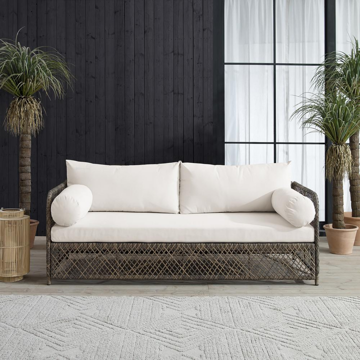 Boho Aesthetic Granite Bay Outdoor Wicker Sofa | Biophilic Design Airbnb Decor Furniture 