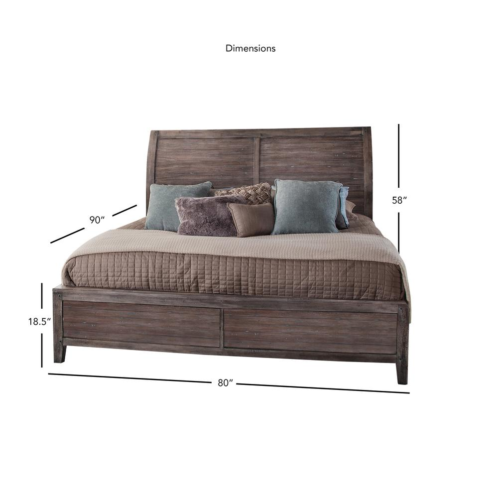 Aurora Mediterranean Farmhouse King Sleigh Bed Frame - With Panel Footboard - Weathered Grey - Mediterranean Italian Contemporary Home Decor Furniture