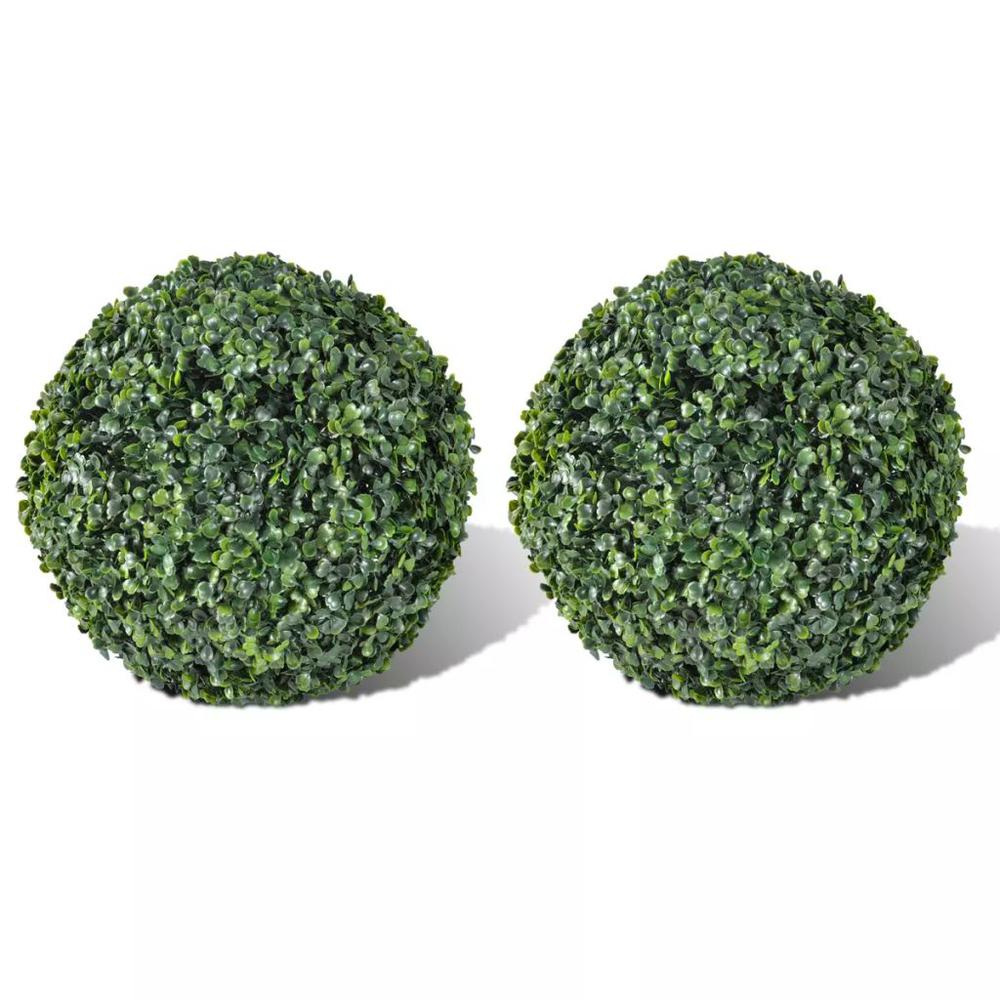 Boho Aesthetic Boxwood Ball Artificial Leaf Topiary Ball 10.6" 2 pcs, 40871 | Biophilic Design Airbnb Decor Furniture 