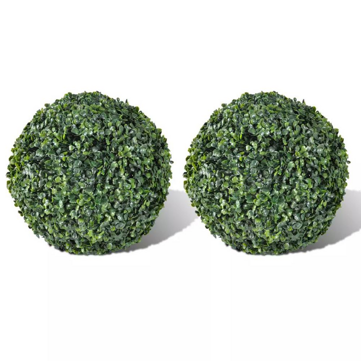 Boho Aesthetic Boxwood Ball Artificial Leaf Topiary Ball 10.6" 2 pcs, 40871 | Biophilic Design Airbnb Decor Furniture 