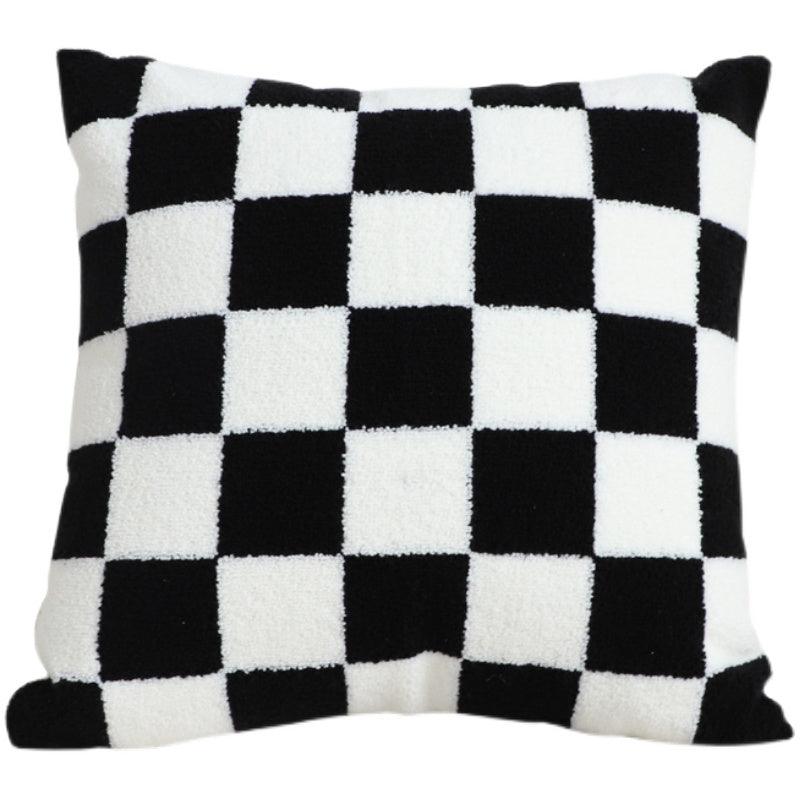 Boho Aesthetic Modern Minimalist Black And White Checkerboard Throw Pillow | Biophilic Design Airbnb Decor Furniture 