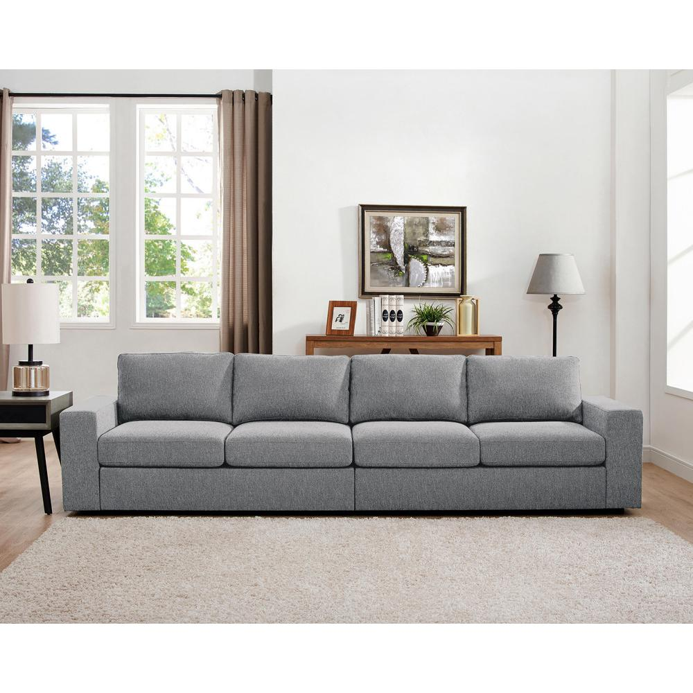 Boho Aesthetic Jules 4 Seater Sofa in Light Gray Linen | Biophilic Design Airbnb Decor Furniture 