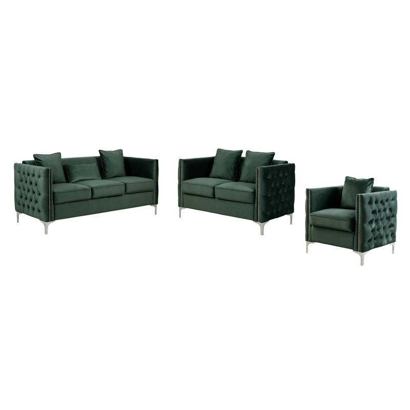 Boho Aesthetic Bayberry Green Velvet Sofa Loveseat Chair Living Room Set | Biophilic Design Airbnb Decor Furniture 