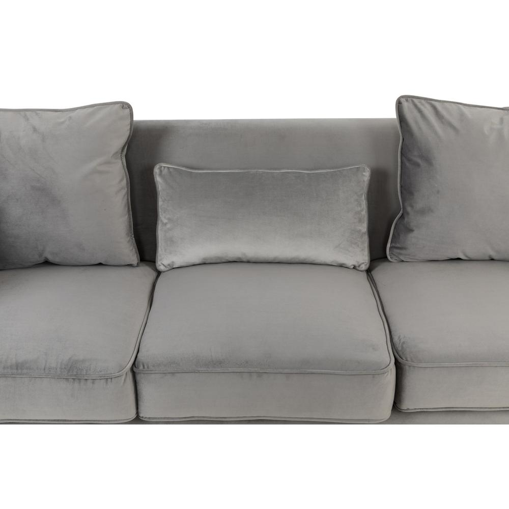 Boho Aesthetic Bayberry Gray Velvet Sofa with 3 Pillows | Biophilic Design Airbnb Decor Furniture 