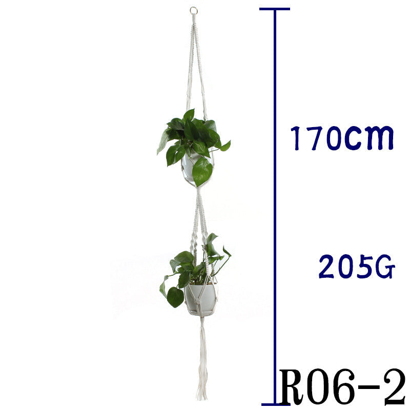 Boho Aesthetic Biophilic Flower & Plant Pot Cotton Rope Indoor Plant Hanger Hanging Basket | Biophilic Design Airbnb Decor Furniture 