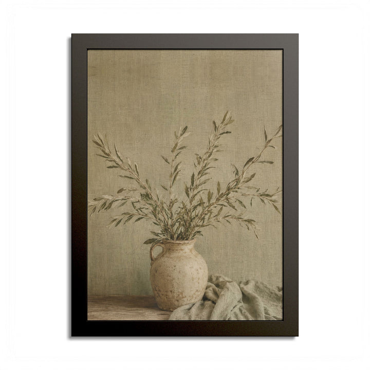Botanical Farmhouse Vase Wall Art  — Framed Neutral Still Life Wall Art