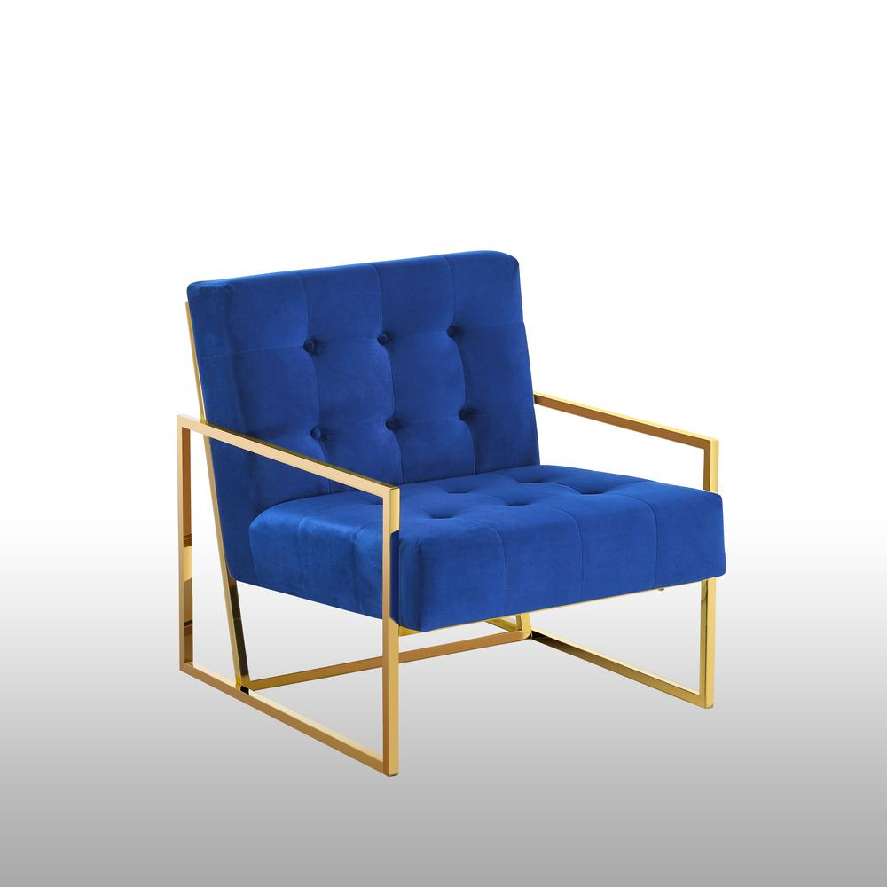 Boho Aesthetic Beethoven Velvet Accent Chair in Blue/Gold Plated | Biophilic Design Airbnb Decor Furniture 