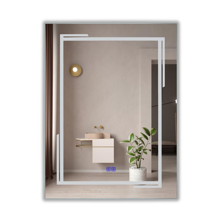 Boho Aesthetic CHLOE Lighting LUMINOSITY, Back Lit Rectangular TouchScreen LED Mirror 3 Color Temperatures 3000K-6000K 32" Height | Biophilic Design Airbnb Decor Furniture 