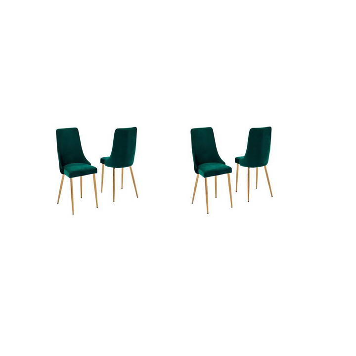 Boho Aesthetic Biophilic Design Home Decor Set of 4 Emerald Green Velvet Dining Side Chair | Biophilic Design Airbnb Decor Furniture 