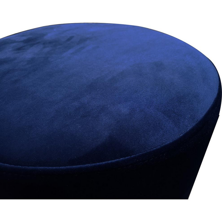 Boho Aesthetic Best Master Furniture Dalvik Round Velvet Accent Stool in Navy Blue/Gold Base | Biophilic Design Airbnb Decor Furniture 