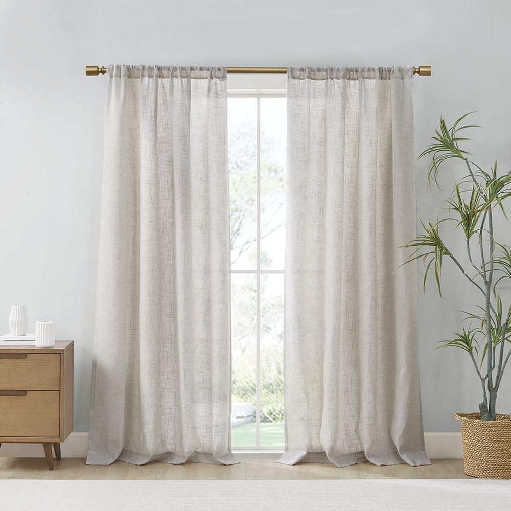 Boho Aesthetic Linen Blend Light Filtering Curtain Panel Pair | Biophilic Design Airbnb Decor Furniture 