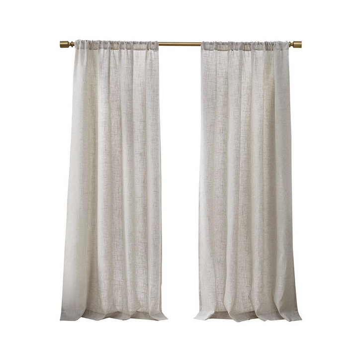 Boho Aesthetic Linen Blend Light Filtering Curtain Panel Pair | Biophilic Design Airbnb Decor Furniture 