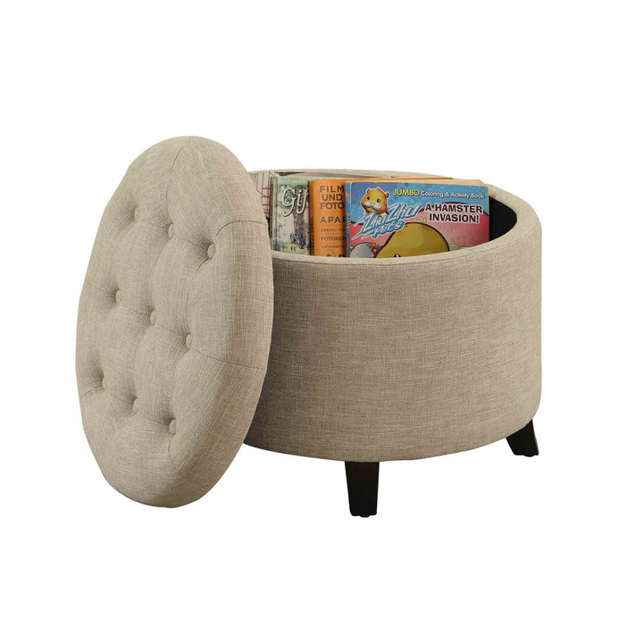 Boho Aesthetic Venice Comfort Round Ottoman | Biophilic Design Airbnb Decor Furniture 