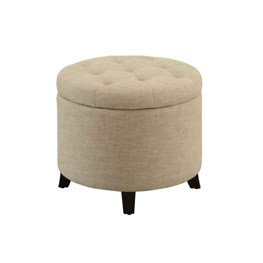 Boho Aesthetic Venice Comfort Round Ottoman | Biophilic Design Airbnb Decor Furniture 