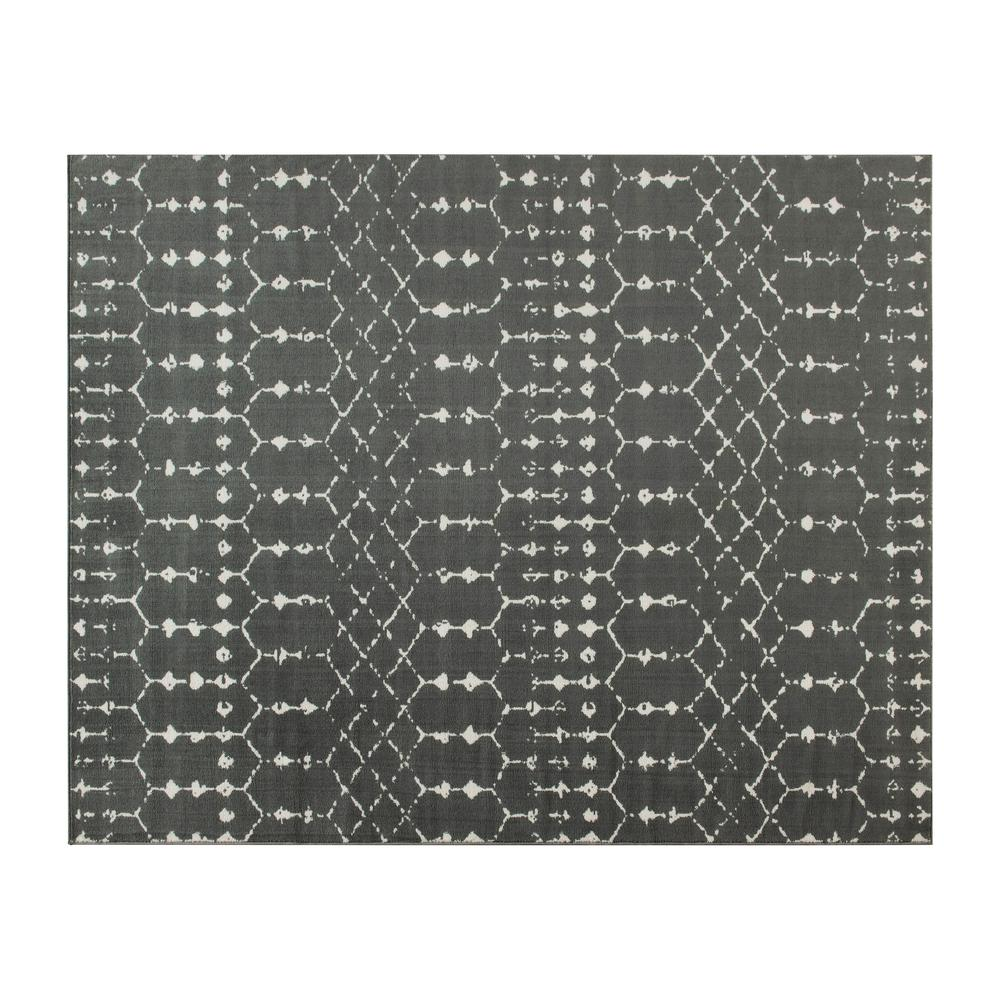 Boho Aesthetic Large Geometric Dark Gray Bohemian Low Pile Rug - 8' x 10' | Biophilic Design Airbnb Decor Furniture 