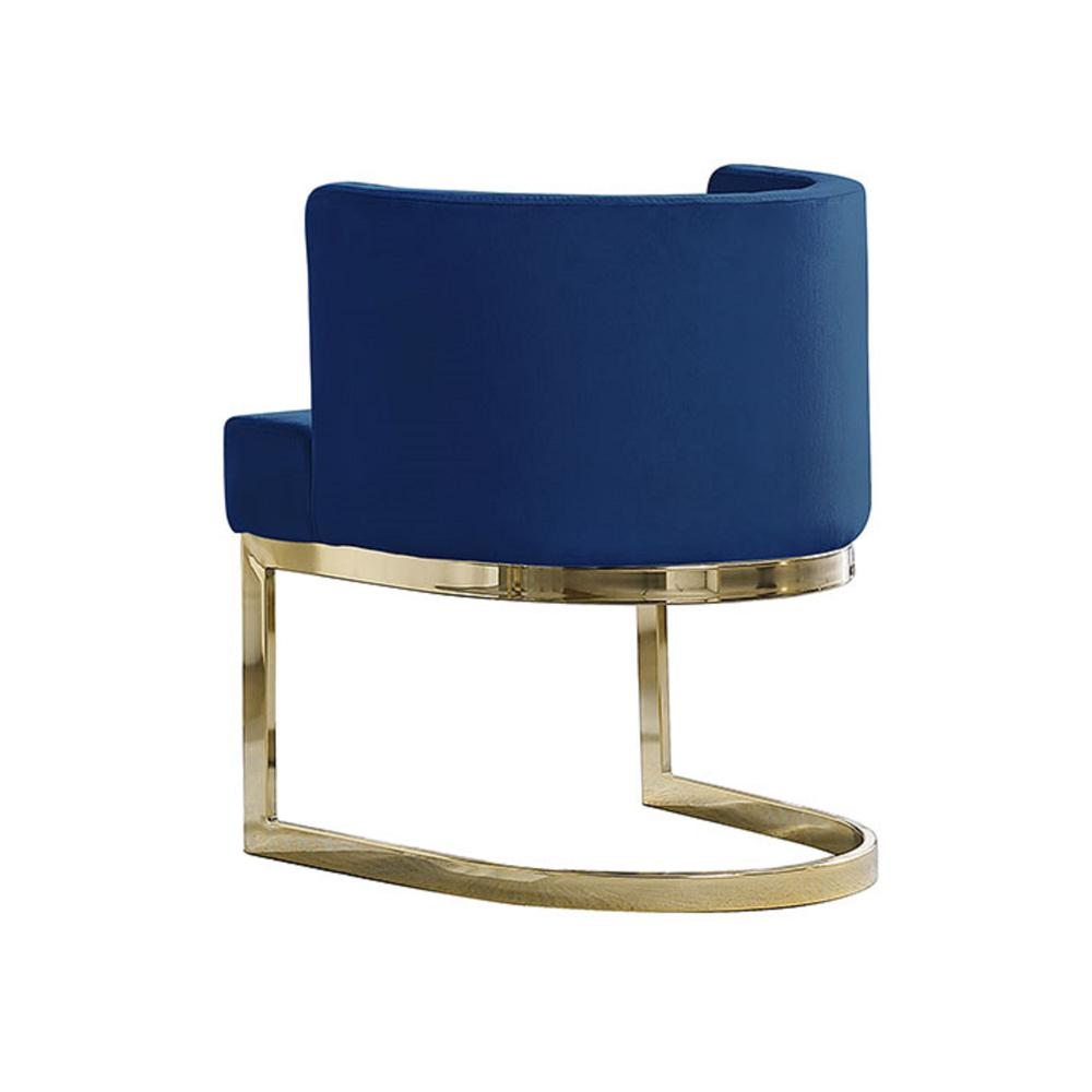 Boho Aesthetic Navy Blue Velvet Side Chair with Gold, Chrome Base - Single | Biophilic Design Airbnb Decor Furniture 