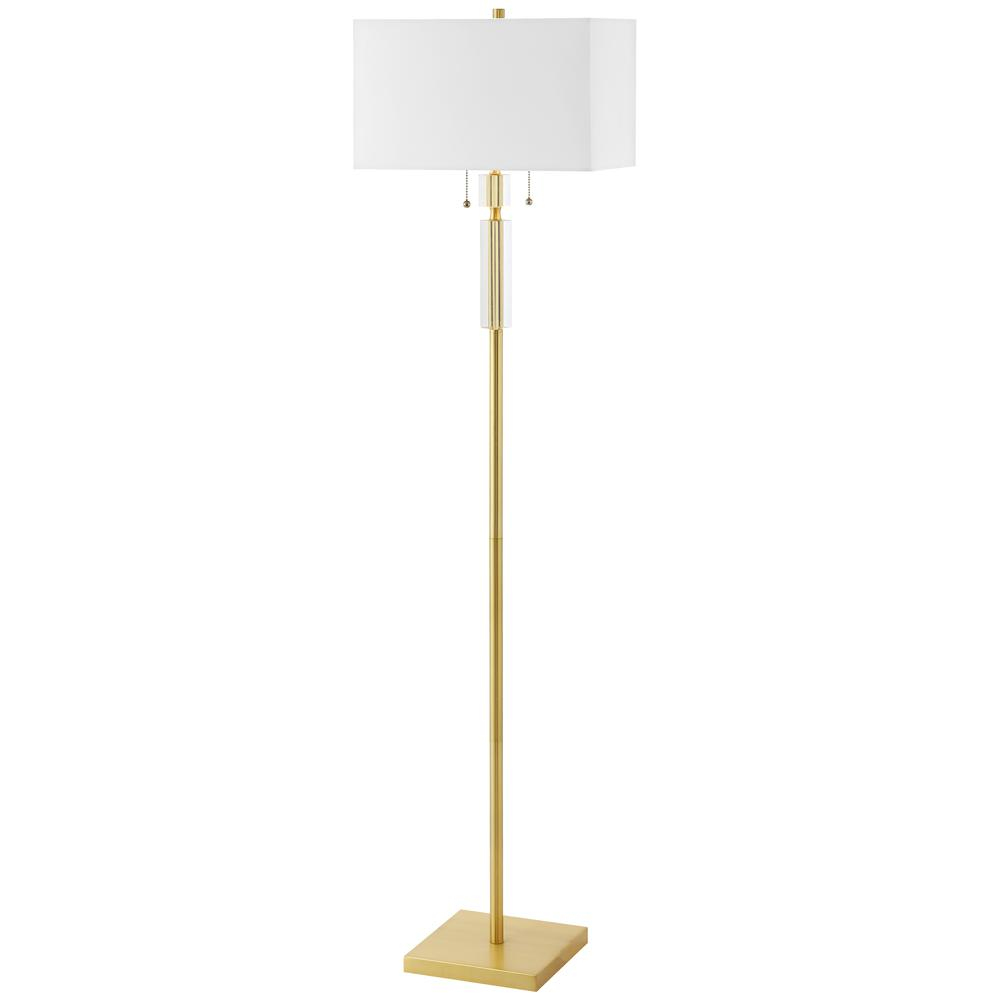 Boho Aesthetic 2 Light Incandescent Floor Lamp Aged Brass with White Shade | Biophilic Design Airbnb Decor Furniture 