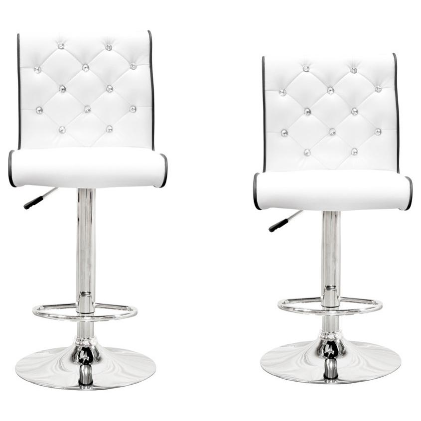 Boho Aesthetic Best Master Swivel Bar Stool with Crystal and Tufted Look in White (Set of 2) | Biophilic Design Airbnb Decor Furniture 