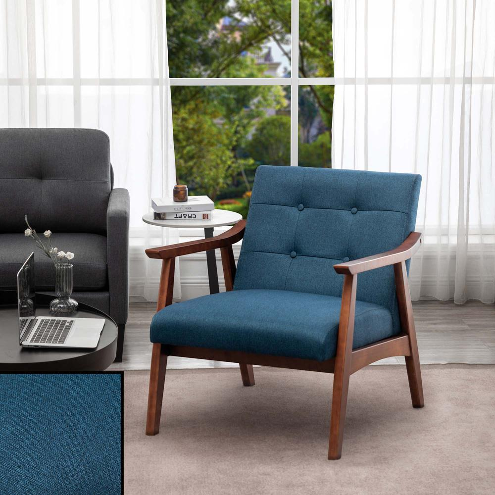 Boho Aesthetic Modern Luxury Accent Chair Dark Blue | Biophilic Design Airbnb Decor Furniture 